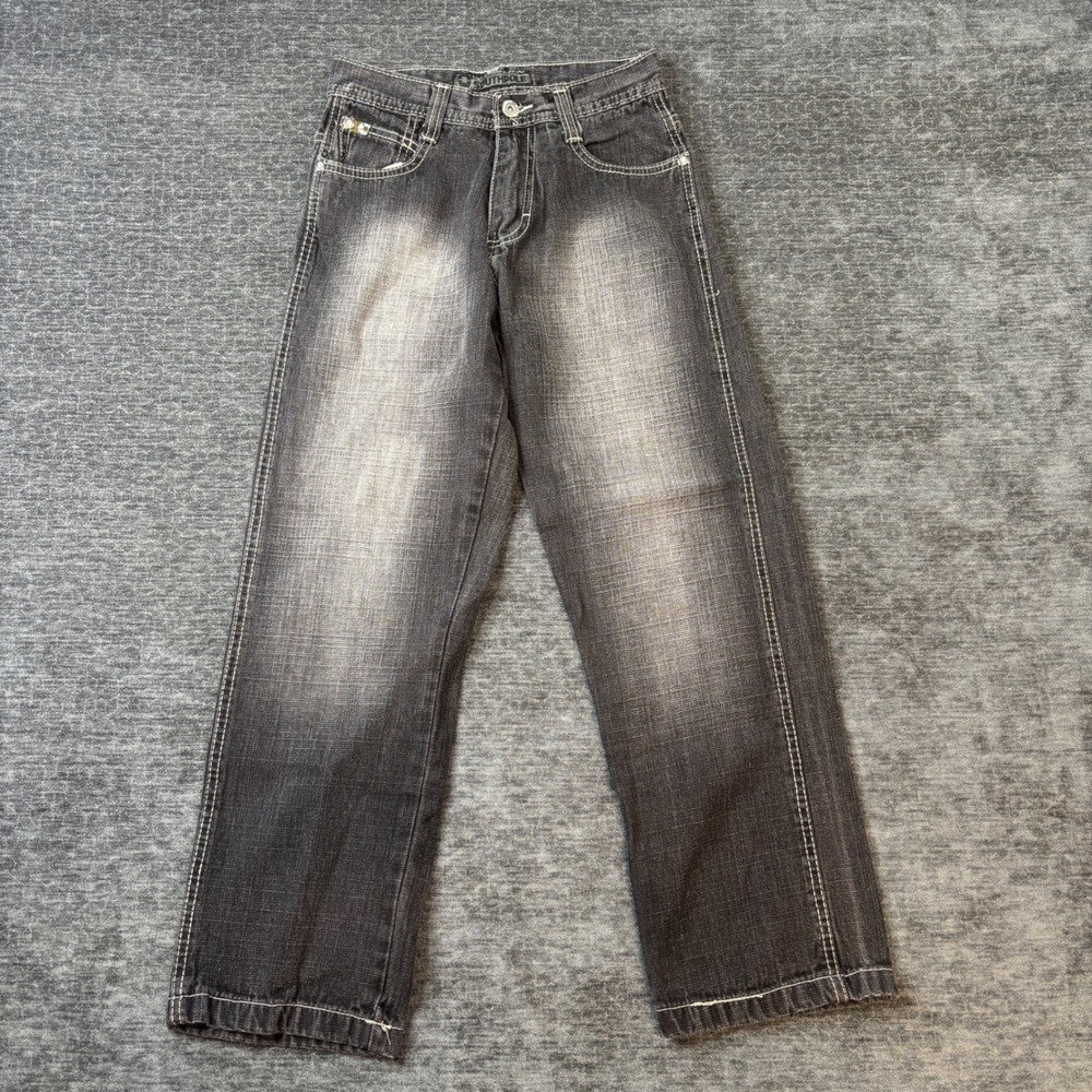 Southpole Jeans Baggy Loose Fit Black Denim Youth Size 8 Skateboarding Pants Y2K